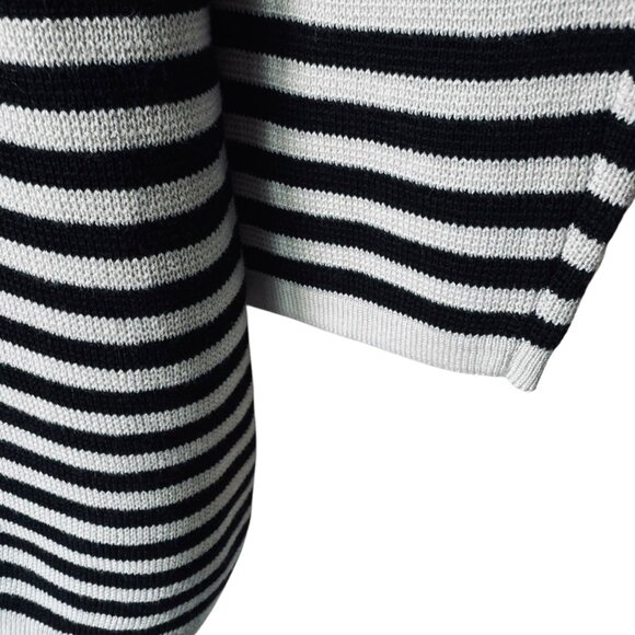 Eileen Fisher Organic Silk Black White Striped Sweater Top Size Small Nautical - Picture 7 of 14